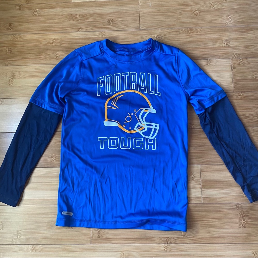 Boys Blue Football Athletic Long Sleeve Shirt SzXL